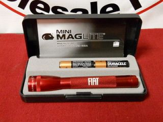 FIAT Mini Mag Lite Red W/ Fiat Logo & Case Batteries Included OEM 