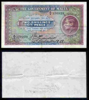 Malta. Two Shillings and Sixpence. (1940). A/2 350929. Very Fine.