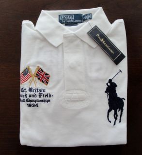 NWT Ralph Lauren Mens SS Custom Fit Big Pony Great Britain Polo Shirt 