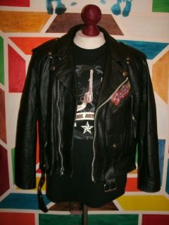   1980s PROTECH APPAREL MOTORCYCLE LEATHER JACKET.Size L .AWESOME SHIRT