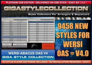 9458 NEW Styles for WERSI OAS V4.0 Abacus + PC Style Player on USB 