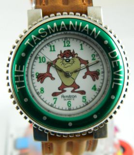 TAZMANIAN DEVIL WATCH/UNISEX /LEATHER BAND/ARMITRON/​GREEN DIAL AND 