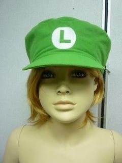 Super Mario Bros LUIGI GREEN CAP Adult Kids Hat Costume Flat Top Taper 