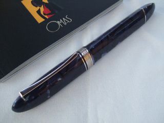 fountain pen omas 360 big celluloid blue marbled from italy