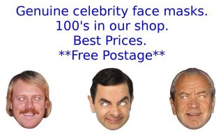 Famous Movie / TV Celebrity Face Masks,  Genuine and with FREE POST  