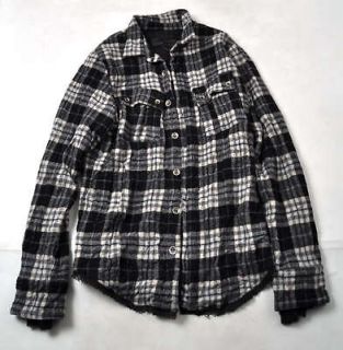 JADED BY KNIGHT Wool Plaid Button Down Shirt XX LARGE Black/Grey NWT