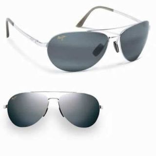 maui jim pilot 210 17 silver grey polarised sunglasses