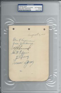LOU GEHRIG 1931 NY YANKEES PSA/DNA SIGNED SHEET WITH HERB PENNOCK AND 