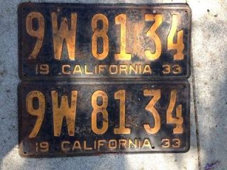 vintage 1933 california license plates  105 00
