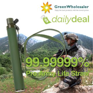  Pro Army Military Green Emergency Water Filter Purification Life Straw