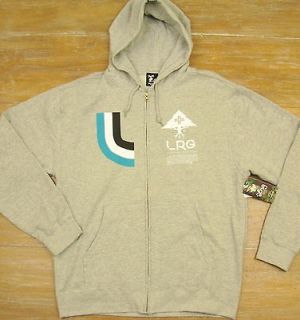 LRG LIFTED RESEARCH GROUP Mens Heather Gray Zip Front Hoodie 