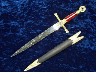 Masonic Knights Templar Masons Ceremonial Red Dagger Knife Sword with 