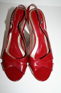 Bandolino Womens Red Patent Leather Wedge Sandals, Size 7M