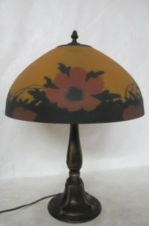FABULOUS C. 1910 JEFFERSON REVERSED PAINTED LAMP WITH POPPIES