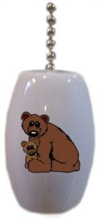 bear and cub ceramic fan pull light lamp new