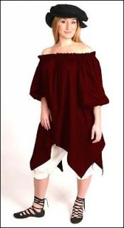 MEDIEVAL RENASSAICE BELLY DANCE GYPSY COSTUME BURGUNDY CHEMISE BLOUSE 
