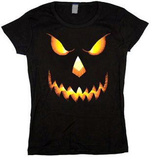   size tee shirt Halloween jack o lantern pumpkin face womens top tshirt