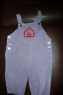 3T HOllywood Baby blue overalls barn applique BOUtique CUTE EUC