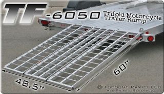 TRIFOLD MOTORCYCLE ATV LAWN TRACTOR TRAILER RAMP (TF 6050 1500A)