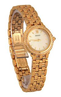Seiko Le Grand Sport Ladies Mop Diamond Bezel Gold Tone Quartz Watch 