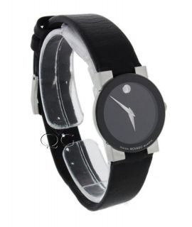   Movado Black Museum Dial Black Leather Band Ladies Watch 84.C1.827