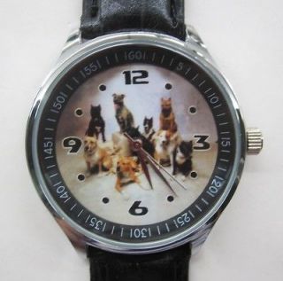 Love Pets Staffordshire Bull Terrier Puppies Dog Leather Strap Watch 