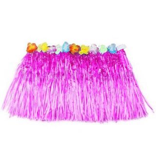 set pink children hawaiian grass skirt flower hula luau