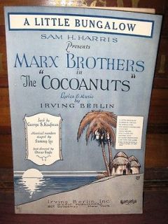   IRVING BERLIN SHEET MUSIC FROM THE COCOANUTS A LITTLE BUNGALOW