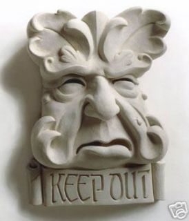 carruth studio cement garden keep out face plaque 197 time