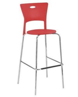 LumiSource Comtemporary Stackable 2xMimi Bar Stools Red w/Steel BS CF 