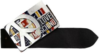 love moschino peace logo dark brown leather belt location united 