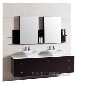 modern bathroom vanities wood cabinet furniture w sinks top & mirror 
