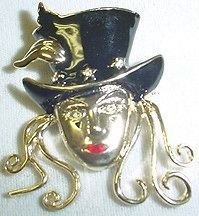 mardi gras mask with tophat goldtone pin time left $