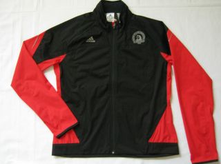 New Womens L Adidas Boston Marathon Sports Jacket/Wind Breaker Black 