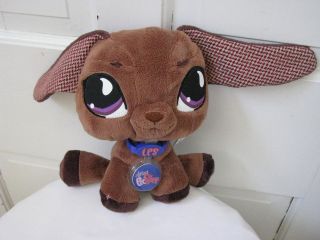 2007 Hasbro Littlest Pet Shop Plush 10 Dachshund Checked Ears Plus 