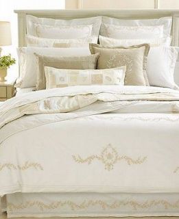 Martha Stewart Trousseau Crest 300T Full/Queen Comforter White/Beige 