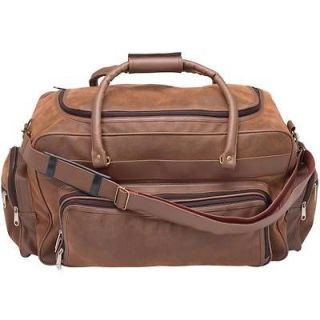 24 Luxury Brown Leather Multiple Pocket Overnight Carry on Luggage 