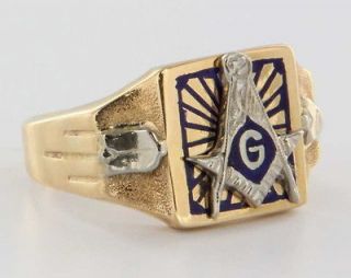 Vintage Yellow Gold Masonic Mens Lodge Signet Ring Fraternal Fine 