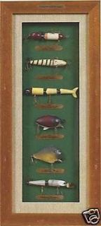 antique fishing lure shadowbox wood 1902 thru 1950 new time