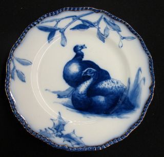 FLOW BLUE DOULTON 10 TURKEY PLATE IN MINT CONDITION MADE IN ENGLAND