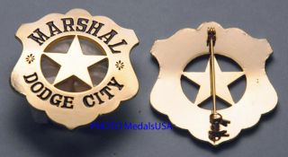 marshal dodge city wild west police law badge gold time