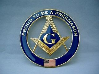 Masonic PROUD TO BE A Freemason Metal Enamel Rear Car Emblem with USA 