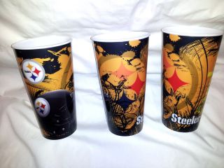 Pittsburgh Steelers large 24 ounce 3 pc durable reusable plastic cup 