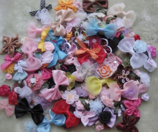 50pcs ribbon bow flowers appliquest craft lots mix am3 from