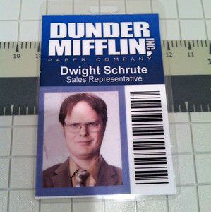   ID   Dwight Schrute   Prop Replica TV Show ID Badge   dunder mifflin