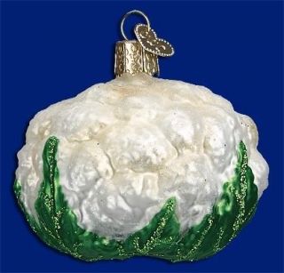 CAULIFLOWER HAND PAINTED VEGETABLE OLD WORLD CHRISTMAS GLASS ORNAMENT 