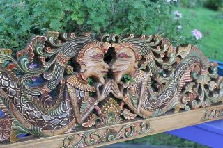 Twin Mermaid Goddess Panel Balinese architectural carved wood Bali 