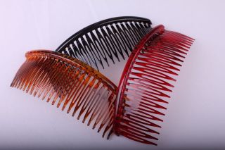   1set of 2pc Large One Line Plain Hair Combs Slides Black, Tort and Red