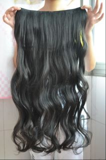   style LONGEST curly clip in on hair extension OFF BLACK 3/4 full head