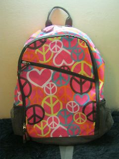 New Old Navy pink hippie BoHo peace signs back pack book bag school 